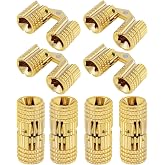 8Pcs 8 mm Hidden Brass Barrel Hinges,180 Degree Concealed Hinge for Wood | Fits for Wooden Box/Jewelry Box/DIY Hand Craft, Invisible Hinges for a Clean,Concealed Hardware Look, Soft Close