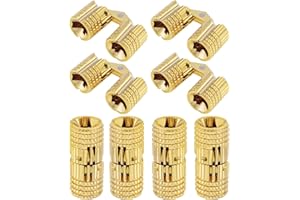 HOJLKLD 8Pcs 8 mm Hidden Brass Barrel Hinges, 180 Degree Opening Angle Concealed Furniture Hinges for DIY Jewelry Box Hand Craft (8, 8mm)