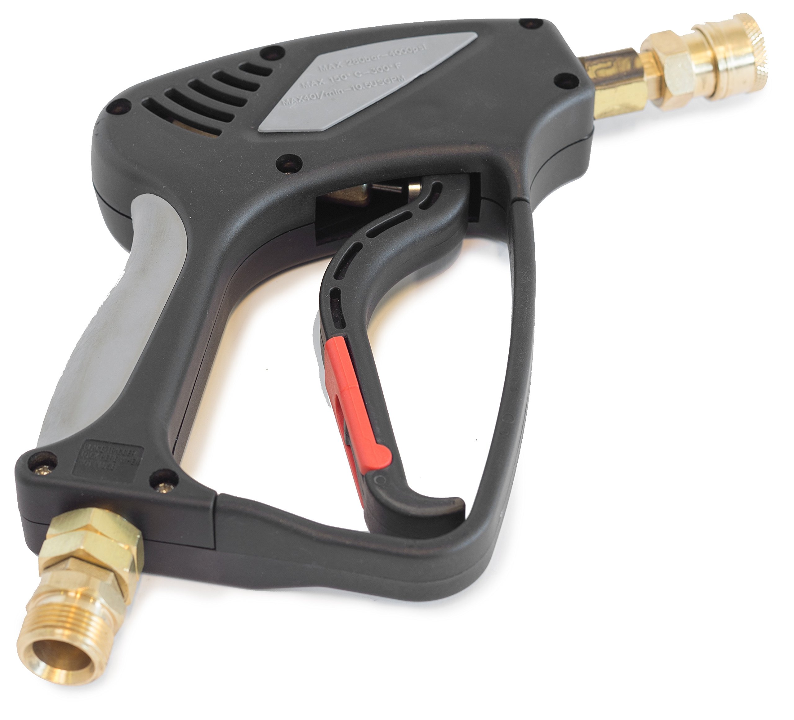 Pressure Washer Short Gun 4000 PSI 275 Bar with M22x1.5 Male Inlet and 1/4 Inch Quick Connect Outlet, High Pressure Washer Trigger Gun for Power Washers and Foam Cannons – SA000-SPR02P Waspper