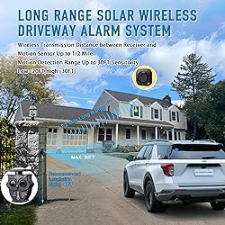 Driveway Alarm -1/2 Mile Long Range Solar Driveway
