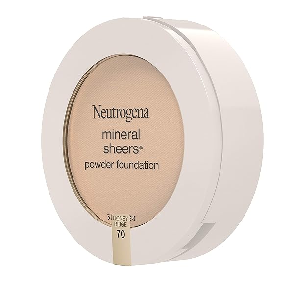 NEUTROGENA MINERAL SHEERS COMPACT POWDER FOUNDATION, LIGHTWEIGHT & OIL-FREE MINERAL FOUNDATION, FRAGRANCE-FREE, HONEY BEIGE 70, .34 OZ