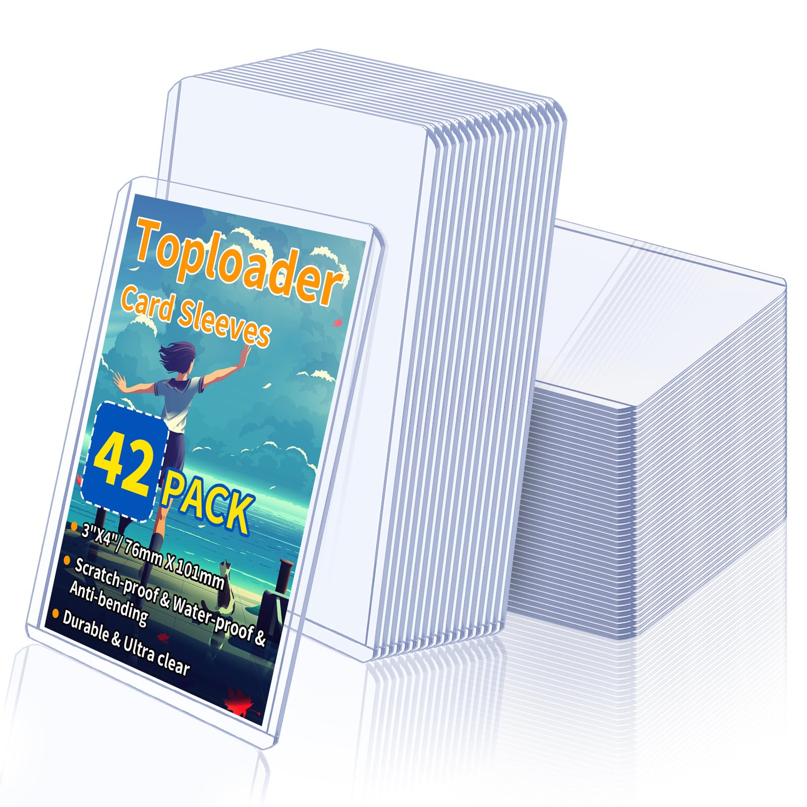 Photo 1 of 3" x 4" Card Sleeves, Top Loaders for Cards, 42 Count Baseball Card Protectors Hard Plastic, Sports Card Sleeves, Clear Card Holder for Collectible Trading Cards Sports Cards