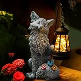 Fox Statue for Garden Decor, Garden Statue with Solar Power Light for Outdoor Patio Porch Lawn Yard Backyard Oudside Indoor Shelf Decoration,Praying Fox Sculptures Gifts for Mom Grandma