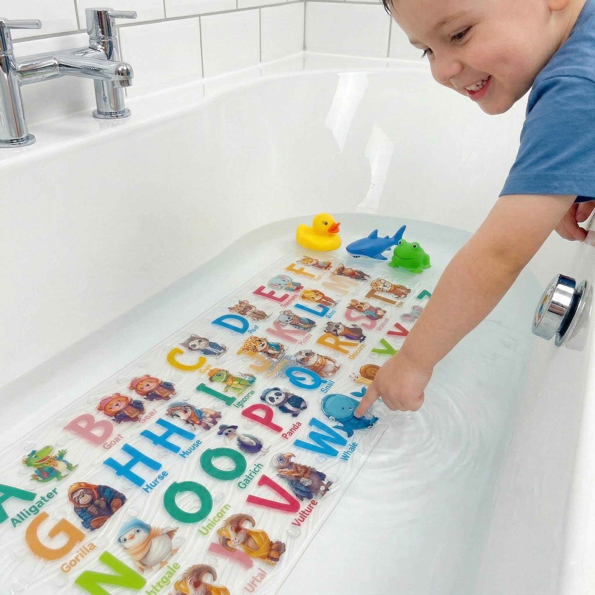 ShineCozy Cartoon Non Slip Bathtub Mat - 90 * 40 CM XL Large Size Anti Slip Shower Mats for Floor Tub Mats (Cute Animals)