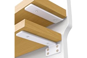 VANCASTLE Shelf Bracket, Floating Shelf Bracket 6 Inch , 6 Pack Heavy Duty Shelf Brackets, Metal Wall Shelf Brackets with 1/5 Inch Thick and Holds 160+lb, Brackets for Wood Shelves, White