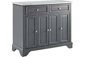 Crosley Furniture Avery Kitchen Island with Storage Shelves, Microwave Stand, Coffee Bar, Gray