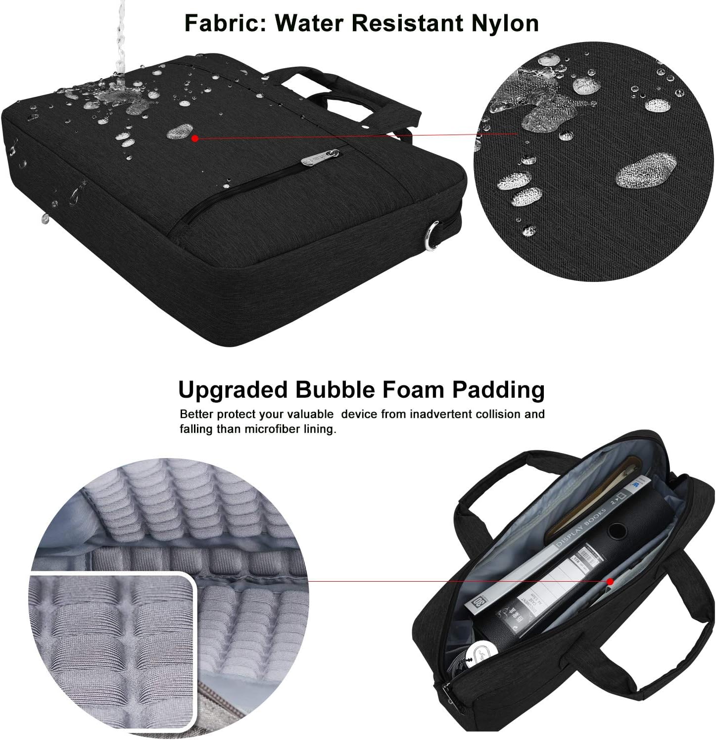 DOB SECHS Laptop Bag Case 16'' 17'' 17.3 Inches Computer Bag Shockproof Briefcase Shoulder Messenger Bag Waterproof Business with Tablet Pocket for Men Women Travel School Lawyer Black - Image 4
