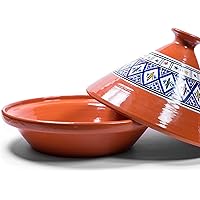 Kamsah Hand Made and Hand Painted Tagine Pot | Moroccan Ceramic Pots For Cooking and Stew Casserole Slow Cooker (Medium…