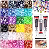 Colorful DIY Resin Rhinestone Kit for Bedazzling,Resin Jelly Rhinestones for Bedazzling,Multicolor Flatback Gems for Diamond Art 3Pcs Jewelry Glue for Bedazzled Nail Art (24000)