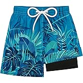 Sarfel Boys Swim Trunks with Compression Liner Kids Bathing Suits Boys Board Shorts Quick Dry Teen Swim Trunks Boy Swimsuit