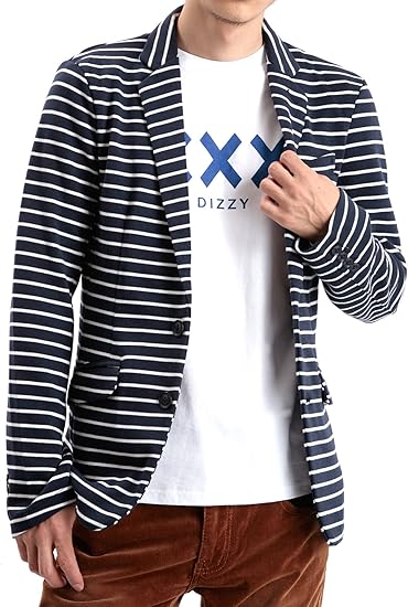 L ネイビー オフホワイト ボーダージャケット メンズ ジャケット メンズ テーラードジャケット コート ジャケット 通販 Amazon