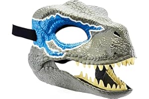 zuiquzks Latex Dino Mask Realistic Dinosaur Head Velociraptor Mask with Moving Jaw for Girls Boys Halloween Party Cosplay