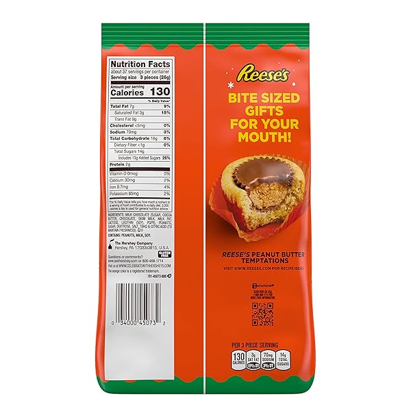 REESE’S MINIATURES MILK CHOCOLATE PEANUT BUTTER CUPS, CHRISTMAS CANDY BULK BAG, 34.1 OZ
