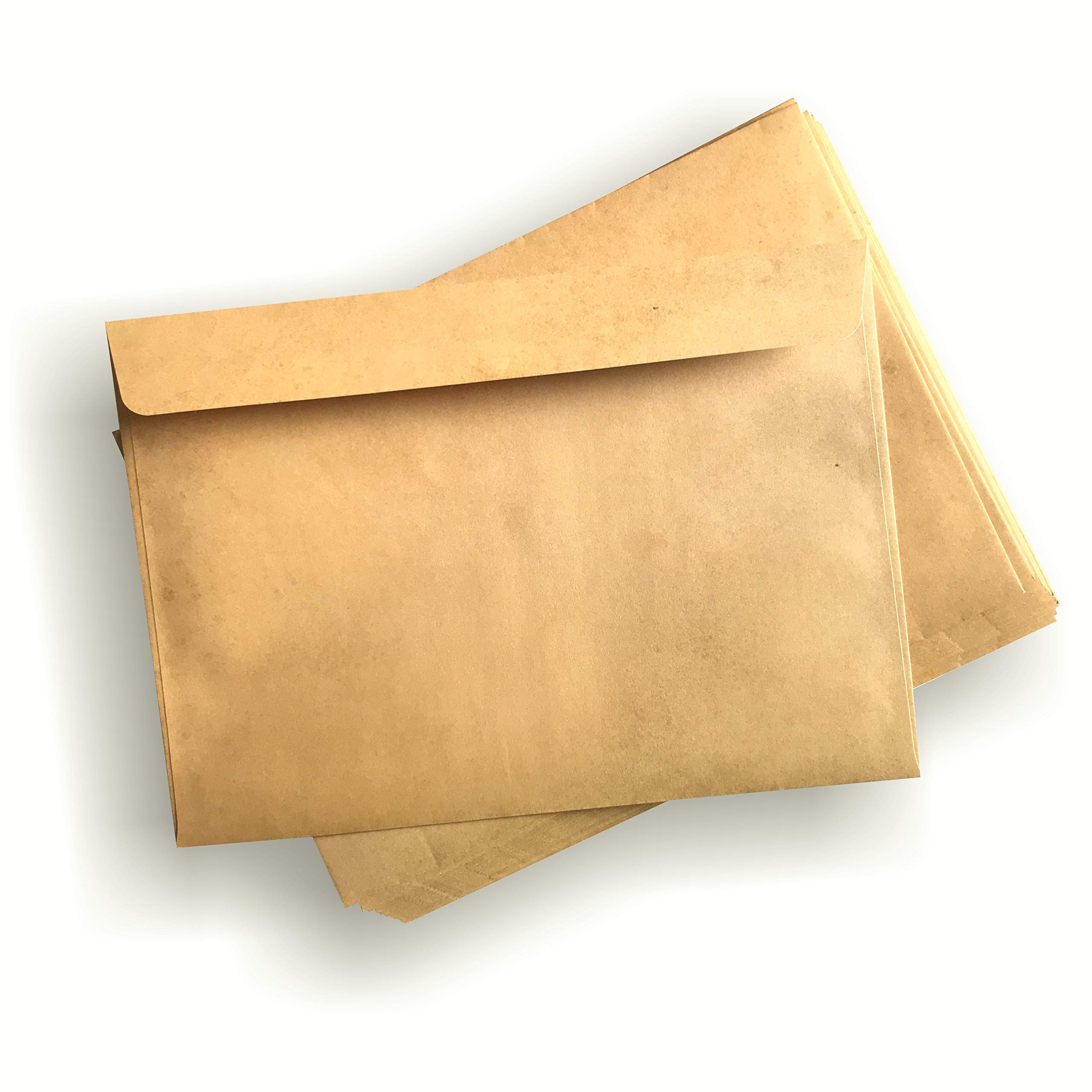 Distressed Effect Envelopes for Graduation, Parchment and Treasure Card - Pack of 25 Envelopes - Yellow Effect - Format C5-9" x 6.4" - 100g Weight