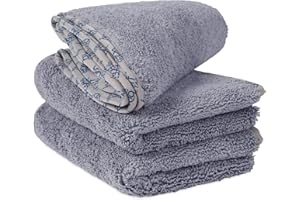 MICROFIBER WHOLESALE MW Pro Microfiber Auto Detailing Towels (16" x 24") - 550 GSM Microfiber Car Towels for Washing Drying Waxing Buffing Polishing (3 Pack, Gray)