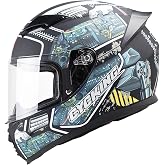 Full Face Motorcycle Helmet, DOT Approved,Street Bike Helmet for Adults Men Women, ABS Shell with Visor, Removable Liner, Bluetooth-Ready Speaker Pockets