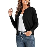 CUNYI Women's Crew Neck Cardigan Long Sleeve Sweater for Women Button Down Soft Knit Ladies Cardigan Sweates Coat
