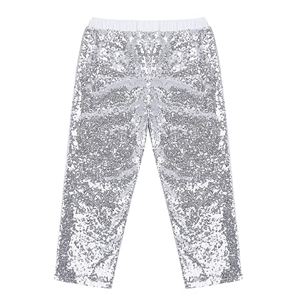 Tiaobug Mädchen Pailletten Hosen Pants Leggings Bauwolle gefüttert Slim fit Glitzer Patchwork Hose für Tanzen, Geburtstag, Fe