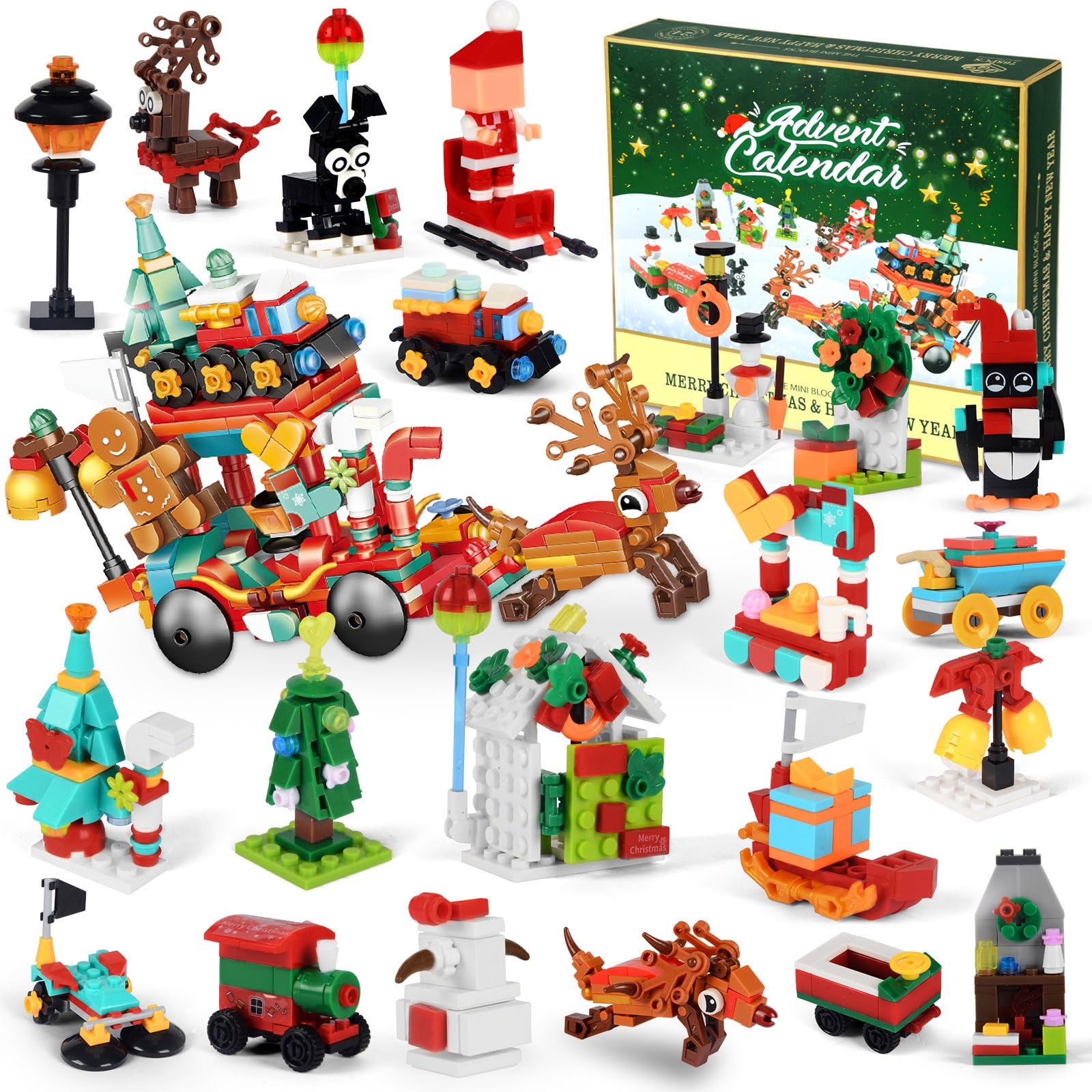 Advent Calendar 2024 Kids Building Blocks, 24 Days Surprise Christmas Countdown Building Blocks for Boys and Girls, 12 In 1 Toys Building Set for 3 4 5 6 Year Olds Xmas Presents Toys