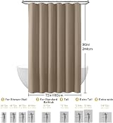 Shower Curtain 182 x 244cm Khaki with Metal Hooks Waffle Fabric view 6