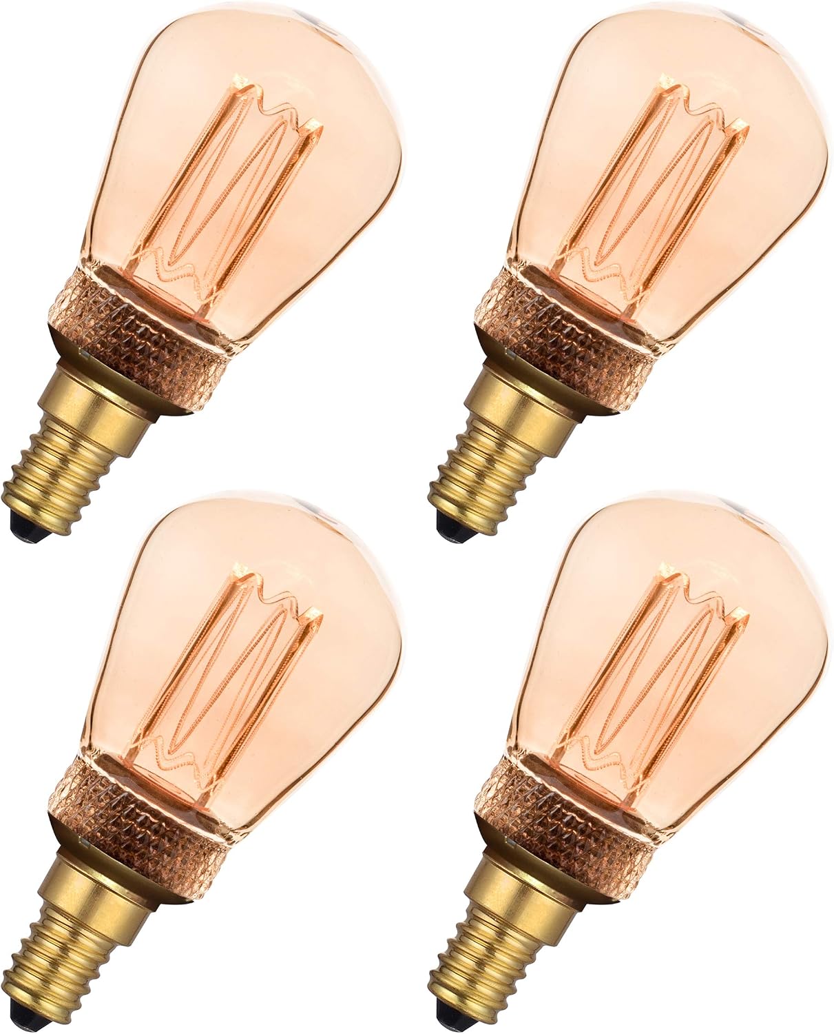 greenandco 4X Decorative LED Vintage Light Bulb, E14 St45 Amber, 4 Count (Pack of 1) - Image 3