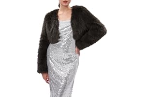 Xintianji Women Fur Coat Long Sleeve Cropped Cardigan Winter Fleece Jackets