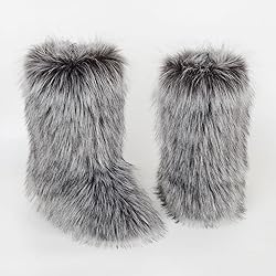 MH Bailment Women's Faux Fur Boots Winter Mid-Calf