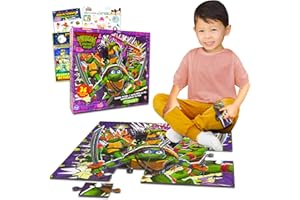 Teenage Mutant Ninja Turtles Floor Puzzle for Kids Set - Bundle with 36 Piece TMNT Floor Puzzle Plus Stickers, More | Teenage Mutant Ninja Turtles Puzzles for Kids Ages 4-8