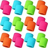Bememo 24 Pcs Neon Wristbands for Kids End of The Year Student Gifts Bulk Tennis Wrist Sweatbands 80s Neon Youth Basketball Wrist Bands for Boys Girls 90s Glow Party School Supplies