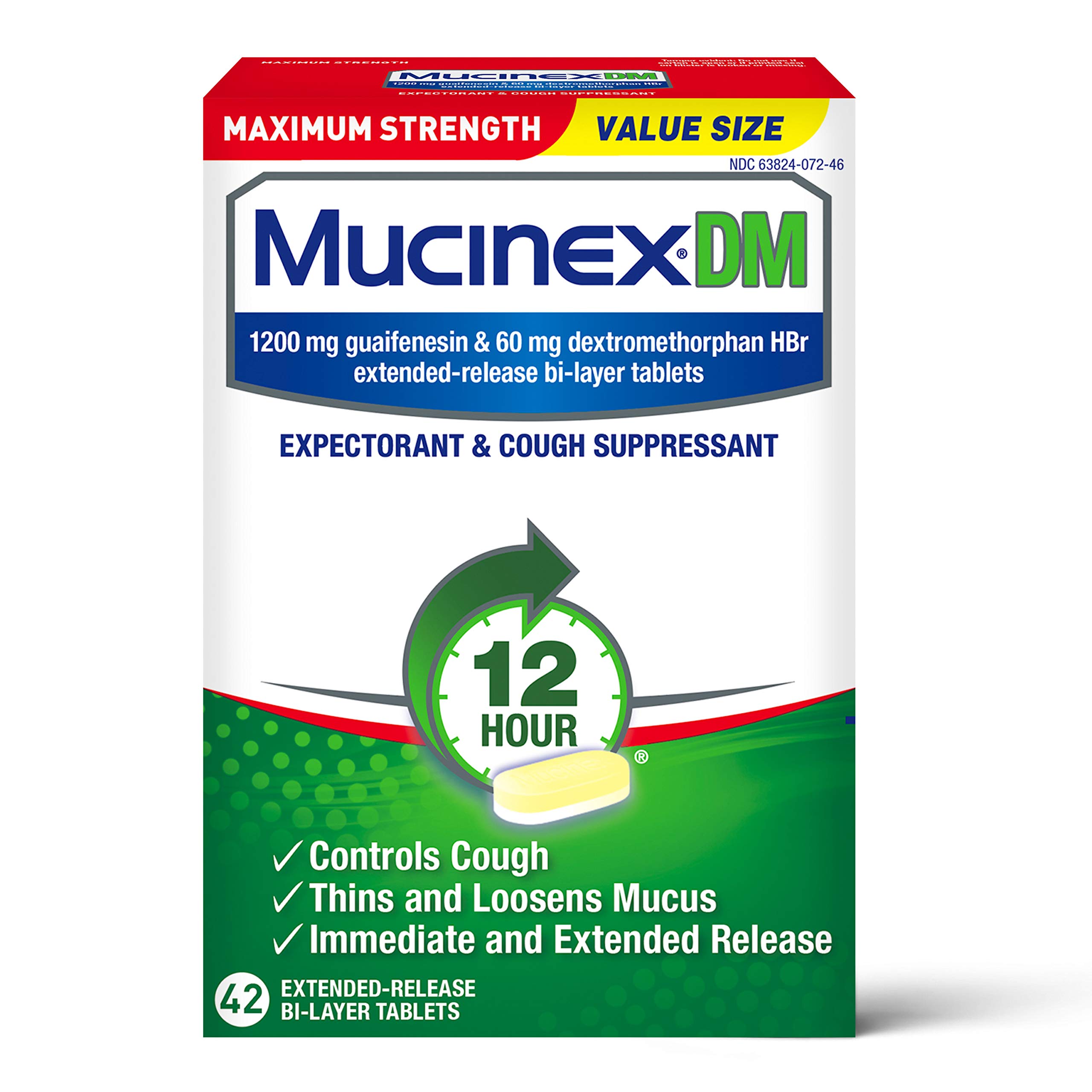 Cough Suppressant and Expectorant,Mucinex DM Maximum Strength 12
