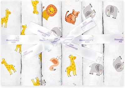 Bloomsbury Mill Organic Cotton Muslin Squares 70x70cm Pack of 6 Safari