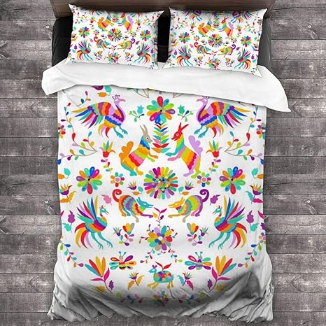 Amazon 布団カバー シングル 3点セット 寝具カバー セット ベッド用 布団用 掛け布団カバー ベクトル民俗メキシコおとみスタイル刺繍 肌に優しい 抗菌防臭加工 寝具カバーセット オンライン通販