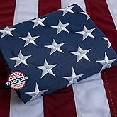 Flagolden Cotton American Flag 3x5 ft Embroidered Outdoor US United USA Flags Heavy Duty, Cloth Fabric America Flag for Outside with 2 Brass Grommets