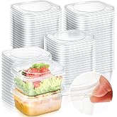 Yiyiring 50 Pack 16 oz Deli Containers with Lids, Leakproof, Tamper Proof | Stackable Square, Disposable Clear Plastic Food Storage, Meal Prep Containers for Soup &amp; Salad, Microwave &amp; Dishwasher Safe