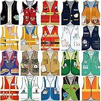 20 Pcs Kids Community Helper Dress Up Vest Career Costumes Role Play Career Cosplay Clothes Pretend and Play Costume for Kids
