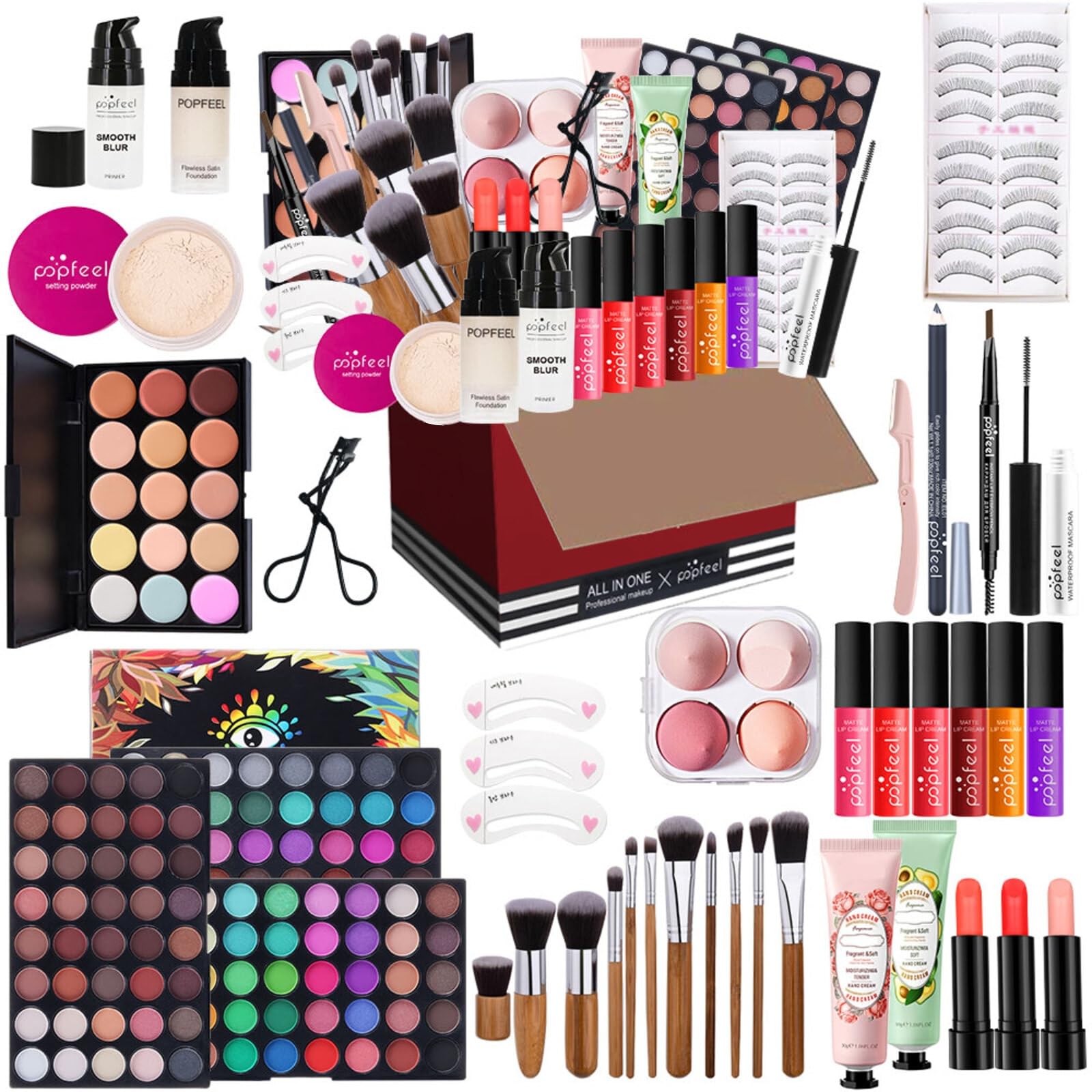 FantasyDay All-in-one Makeup Set Gift Surprise | Full Kit for Women Multipurpose Essential Starter Bundle Include Eyeshadow Palette Lipstick Blush Concealer Face Powder Eyeliner Mascara Brush
