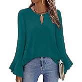 KISSMODA Womens Fashion Blouse Long Sleeve Casual Tunic Solid Basic Top Soft Breathable Tunic Tops 2026 Fall Trendy S-XXL