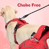 Funfox Dog Harness Large Size No Pull Front Clip Reflective Red L view 4