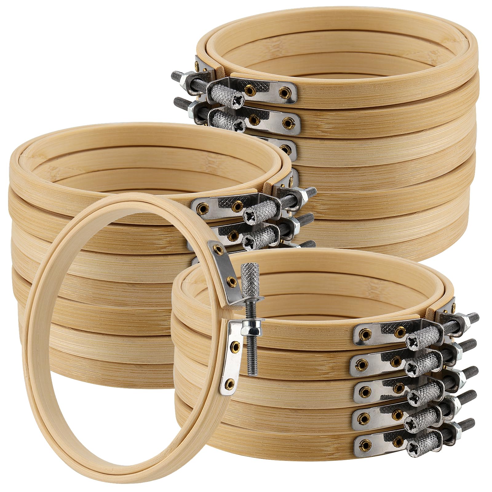 ZEONHAK 20 Pieces 4 Inch Embroidery Hoops, 10cm Small Bamboo Embroidery Rings, Cross Stitch Hoops for Handy Sewing