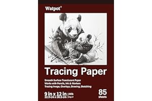 WATPOT Tracing Paper 9x12 inch, 85 Sheets Translucent Tracing Paper Pad, 38lb/60gsm Vellum Art Paper Works with Pencil, Marker and Ink
