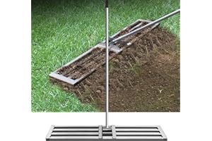 ZHITAOXUN Lawn Leveling Rake,40x10 Inch 6.5ft Handle Heavy Duty Lawn Leveler Tool,Stainless Steel Lawn Leveling Tool for Soil,Dirt,Yard,Garden,Landscape ,Farm,Golf (40 x 10 inch)