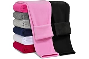 Kiiavoro Girls Fleece Lined Leggings Cotton Kids Winter Warm Leggings Thick Thermal Tights Pants