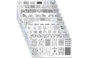 SILPECWEE 10pcs Nail Stamping Plates Nail Stamp Kit Geometry Designs Nail Art Stencil Nail Plate Template Nail Art Accessories for DIY & Salon