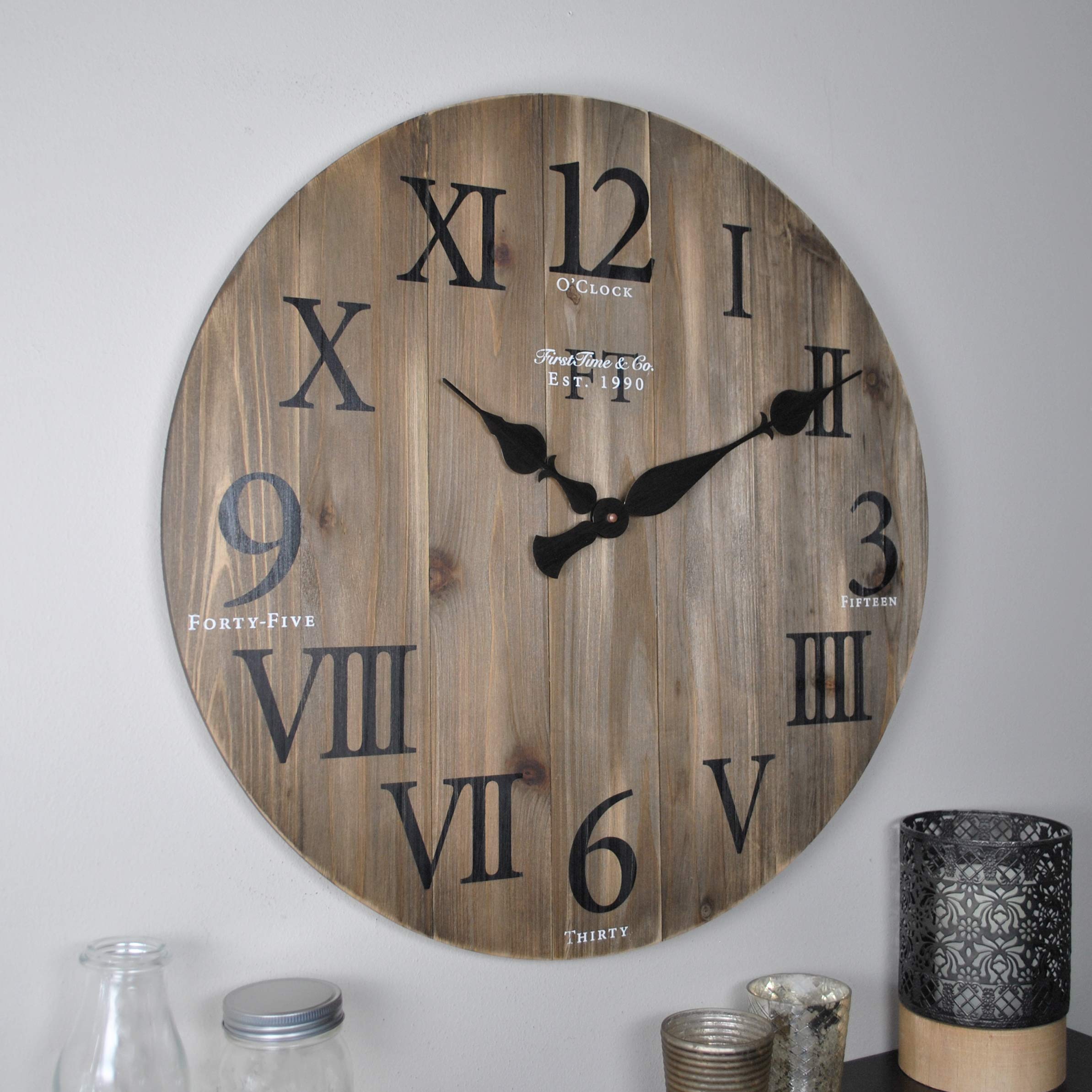 FirsTime & Co. Rustic Barnwood Wall Clock, 24", Weathered Barn Wood