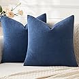 MIULEE Navy Blue Couch Pillow Covers 18x18 Inch, Set of 2 Soft Chenille Decorative Throw Pillow Covers Farmhouse for Sofa Living Room Bed