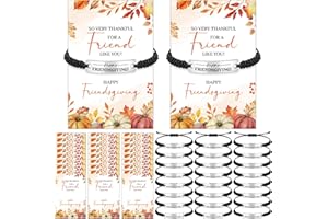 Tondiamo 24 Set Friendsgiving Bracelet Gift for Friends with Happy Friendsgiving Cards Thank You Party Thanksgiving Favors for Guests Autumn Fall Party Souvenir Gift