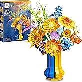 Soolio Sunflower Bouquet Building Set for Adults with Vase, Creative Gift for Women Mom Girlfriends Teens, Buildable Artifici