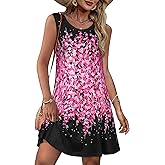 Summer Dresses for Women Beach Boho Sleeveless Vintage Floral Flowy Pocket Tshirt Tank Sundresses