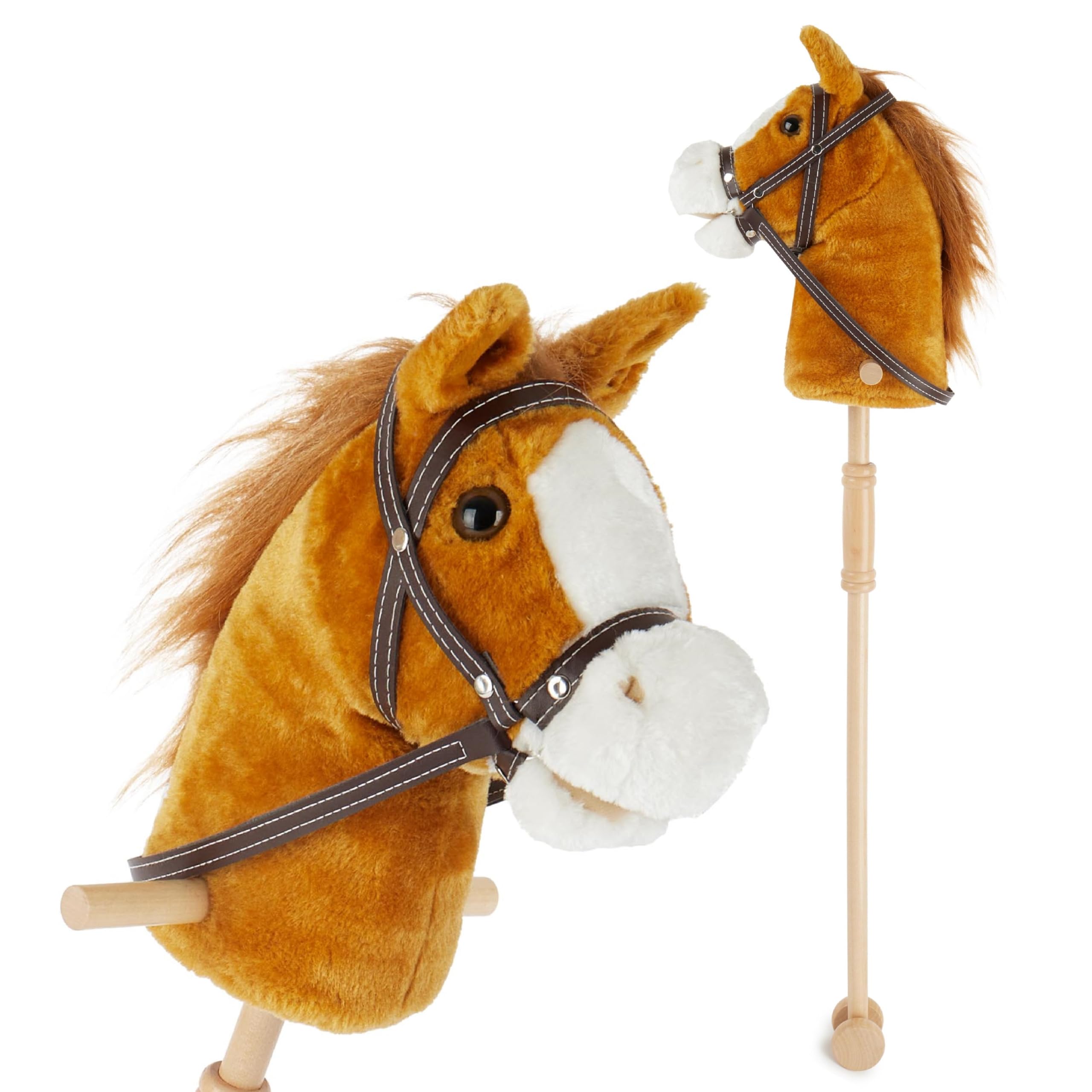 BIECO Brownie Hobby Horse for Children | Plush Hobby Horse with Wheels | Wooden Stick | Cute Stick Horses for Toddlers | Ride On Toys — image 1