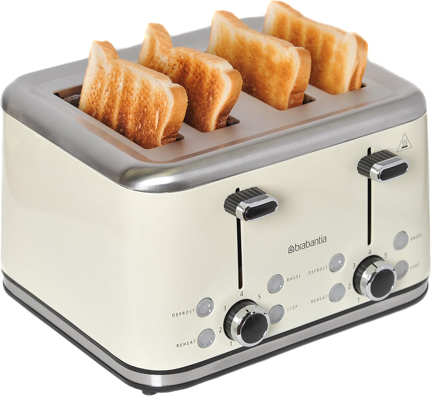 Brabantia BBEK1031A 4Slice Toaster, 1800 W, Almond/Brushed Stainless